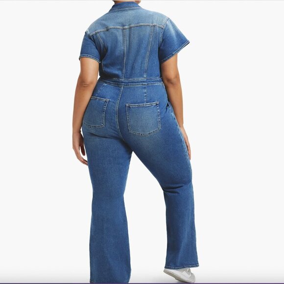 Good American Fit For Success Denim Jumpsuit Plus Size - Picture 4 of 16